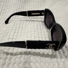 Chanel Women   s Rectangle Sunglasses   black Frame  Gray Tinted Lenses  Logo Detail