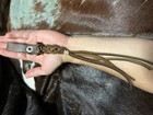 Mini Brown Braided Leather Whip Keychain W  Belt Loop Snap Buttons