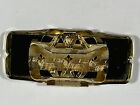 Vintage Black And Gold Tone Flowered Lipstick Holder Mirror Hinged Made In Japan