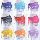 Us Women Belly Dance Hip Skirt Scarf Wrap Belt Hipscarf With Gold silver Coins