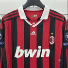 09 10 Ac Milan Home Retro Jersey Ronaldinho  80 Long Vintage Red Retro