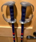 Metric Blue Red Silver 50 In   130 Cm Vintage Ski Poles Clear Pistol Grips Guc