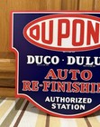 Dupont Auto Re-finishing Sign 2 Sided Gas Oil Garage Vintage Style Wall Decor