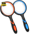 2pcs Upgrade 10x Magnifying Glass  Large Handheld Magnifier Magnafying  Glasses 