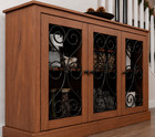 46 5   Wooden Sideboard Buffet Storage Cabinet W  Decorative Metal Doors Console