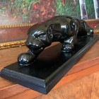 Vintage Mcm Ceramic Black Panther High Gloss Mid Century Modern 20    Stunning