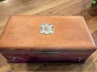 Antique Victorian Wood   Burgundy Velvet Dresser vanity Box Swivel Drawer