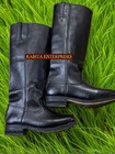 Civil War Stove Pipe Boot handmade Upper To Sole Genuine Black Leather Boot Shoe