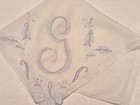  Vintage Blue Madeira Monogramed Letter G Hand Rolled Hankie Free Ship