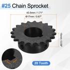 2pcs  25 Chain Roller Sprocket 17mm Bore 1 4  Pitch 20 Tooth Keyway 5 X 2 3mm