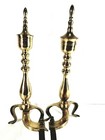 Vintage Brass Andirons Fire Dogs For Fireplace 18 5  X 16  Cast Iron Colonial 