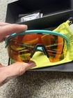 Oakley Jawbreaker Cycling Shield Sunglasses Blue Frame Orange Mirrored Uv400
