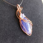 Purple Dragon Vein Agate Copper Wire Wrapped Necklace With Iridescent Star New