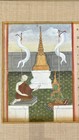 Antique 19th C Khmer Buddhist Manuscript Jataka Painting Cambodia Gouache