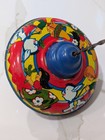 Vintage 1950s Ohio Art Tin Litho Spinning Top Toy 6  Red Yellow Green Works