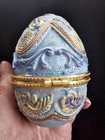 Vintage Egg Hinged Trinket Box Collectable Jewelry Holder