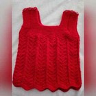 Handmade Sweater Baby Girl 3 To 6 Months Red Color total Length 12  sleeveless