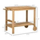 Outsunny Outdoor Wood Bar Cart Patio Serving Cart With Wine Holders Natural