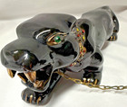 Vintage Midcentury Ceramic Black Panther Mother   Cub