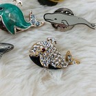 Adorable Whale Lapel Pin Lot W  Enamel Gold Tone Pewter   Rhinestone