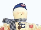 Vintage Handmade Primitive Snowman Doll Fabric Folk Art Patchwork Cottage Shelf