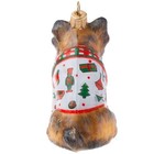 Joy To The World Yorkshire Terrier In Tartan Plaid Christmas Pajamas Ornament