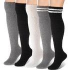Geyoga 5 Pairs Thigh High Fuzzy Socks For Women Knee High Fuzzy Socks Warm 