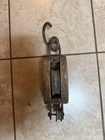Vintage Block Tackle Single Pulley Barn Nautical Farm Wood Cast Iron 15  Long