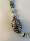 Antique Vintage Tibetan Silver Bronze Bead Necklace Turquoise Jade Stone Frog