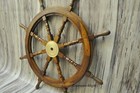 Ship Steering Wheel Wooden 36  Vintage Pirate Boat Wall Decor Wood Brass Fishing
