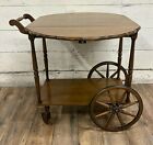Vintage Solid Maple Drop Leaf Tea Cart Bar Cart