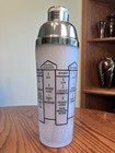 Vintage Art Deco Frosted 11   Cocktail Shaker With 10 Drink Recipes 1930 s