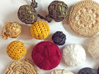 Mixed Lot Of 27 Vintage Antique Fabric Textile Buttons   1 4  To 1-1 16 