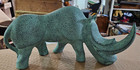 Mcm Mid-century Modern Rhinoceros Metal  Statue  14 In 