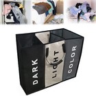 New Dirty Clothes Hamper Basket Sorter 3 Sections Folding Laundry Basket