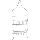 Chrome Shower Caddy Two-tier Storage W  Six Hooks Rust Resistant Durable Design