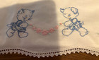 Vintage Decorative Crib Baby Top Sheet   Pillow Case Hand Embroidered