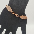 Vintage Mid Century Copper Leaf Link Bracelet Mcm 7 Inch Autumn Botanical Design