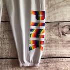 Victoria Secret Pink Campus Sweatpants Xl Womens White Rainbow Logo Jogger New