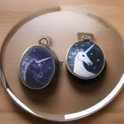 A Perfect Pair Of Antique  Early 1800s  French  Limoges Enamel Unicorn Pendants