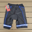 Tyr Mens 9  Competitor Tri Triathlon Padded Shorts Black yellow blue Size  M New