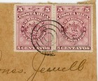 Costa Rica Sc 37 pair -indistinct Town-28 ago 99to Usa-new York-9 5 99-backstamp