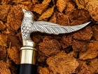 Eagle Handle Walking Stick Handmade Silver Bird Cane Black Inlay Shaft Gothic