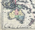 1871 J Wells Map Oceanica Australia New Zealand Polynesia Tahiti Hawaii Oceania