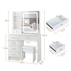 Vanity Set Led Lighted Mirror Makeup Dressing Table Dresser Desk 6 Drawers Stool