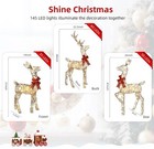 3 Piece Deer Family 2d Rattan W  Led Lights Reindeer Christmas