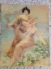 Antique Vintage Germany Victorian Lithograph Print Maiden s Dream 16  20