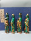 8 6   Old Chinese Dynasty Natural Turquoise Carve Four Beauty Belle Statue Set