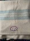 Vintage Beautiful Argyle Wool Blanket With Blue Stripe