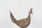 Vintage Dhokra Brass Peacock Statue  Antique Indian Folk Art Figurine 